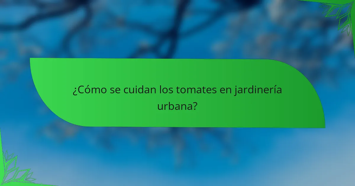 ¿Cómo se cuidan los tomates en jardinería urbana?