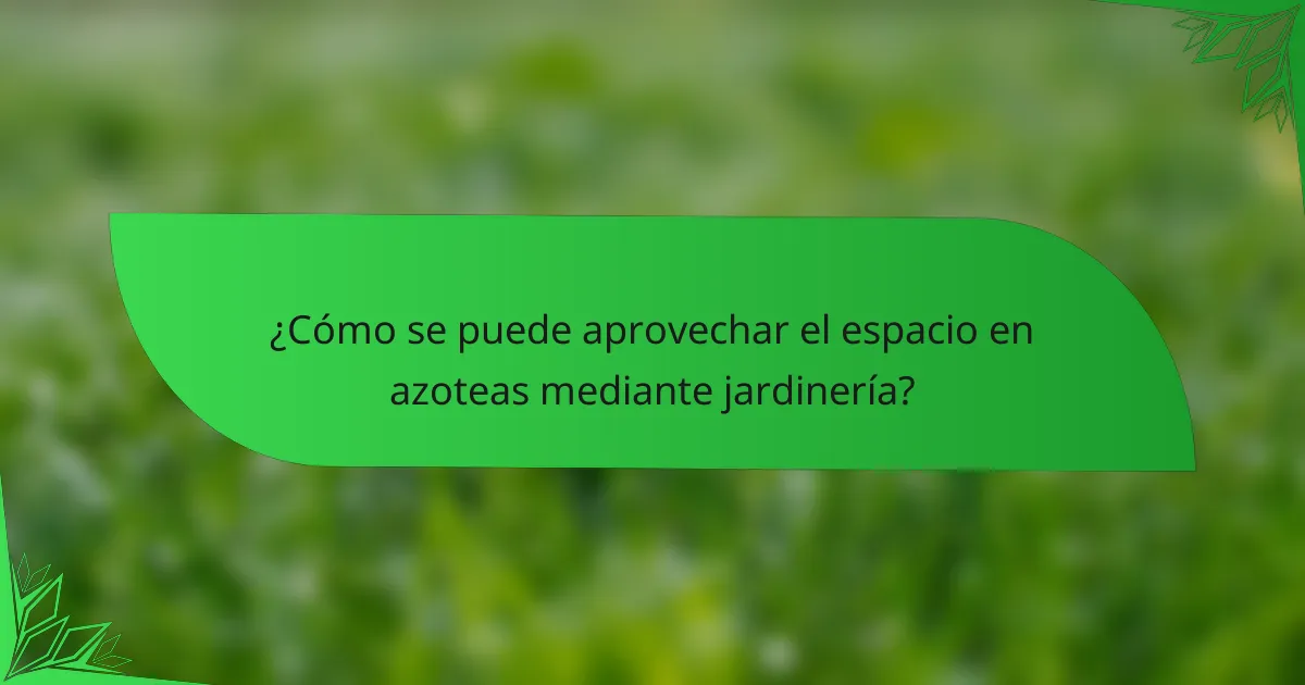 ¿Cómo se puede aprovechar el espacio en azoteas mediante jardinería?