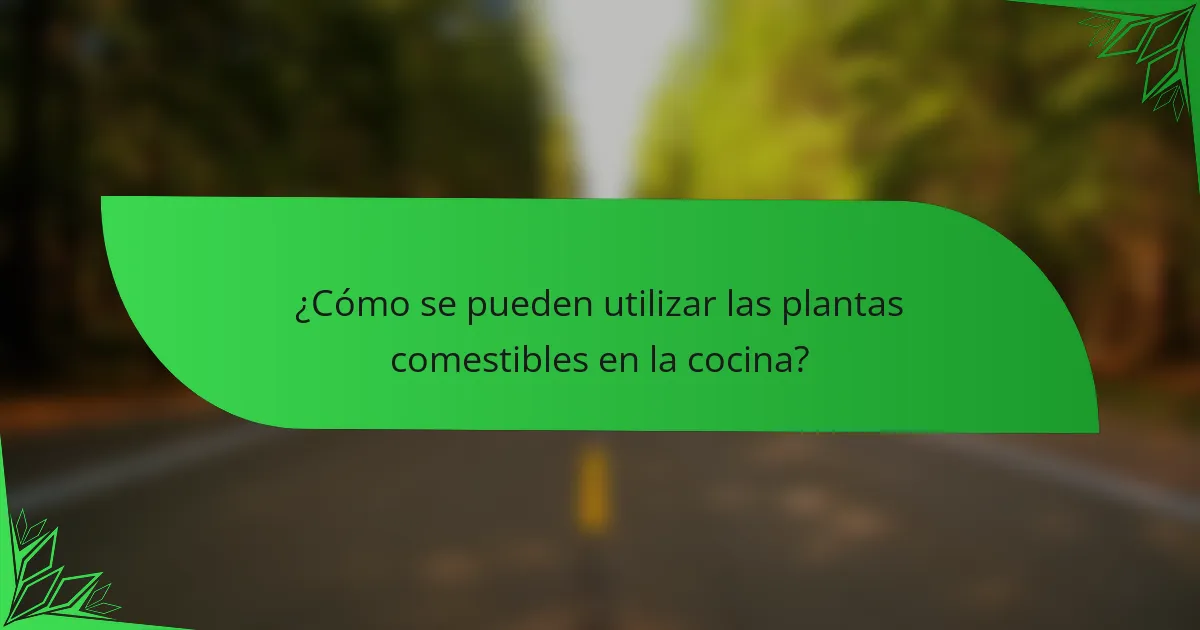 ¿Cómo se pueden utilizar las plantas comestibles en la cocina?