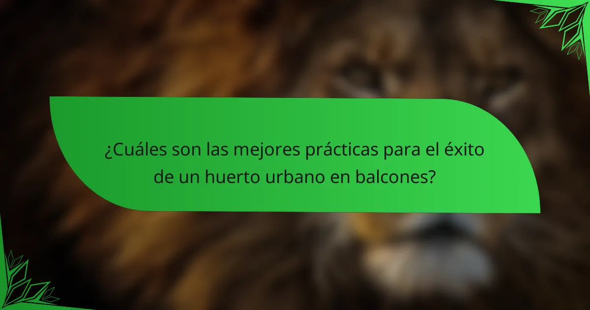 ¿Cuáles son las mejores prácticas para el éxito de un huerto urbano en balcones?