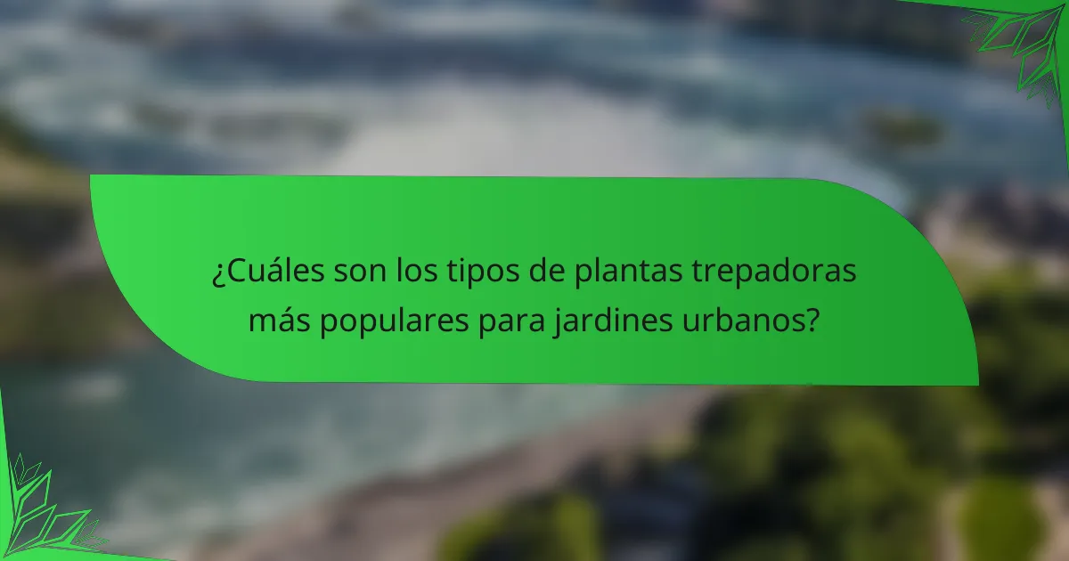 ¿Cuáles son los tipos de plantas trepadoras más populares para jardines urbanos?