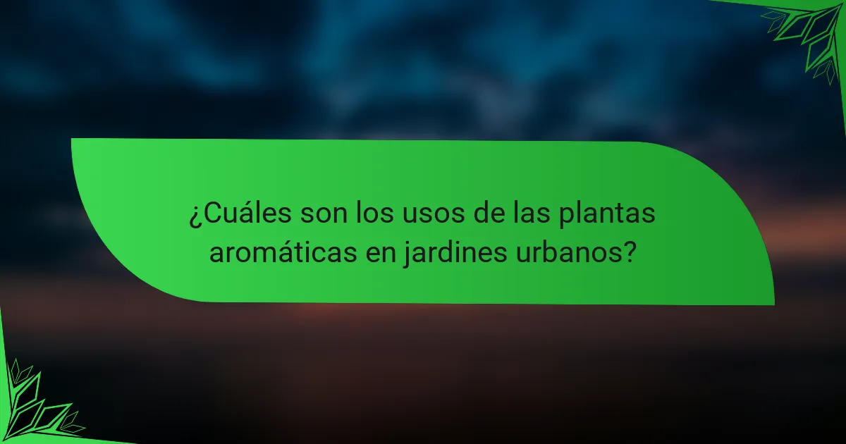 ¿Cuáles son los usos de las plantas aromáticas en jardines urbanos?