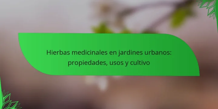 Hierbas medicinales en jardines urbanos: propiedades, usos y cultivo
