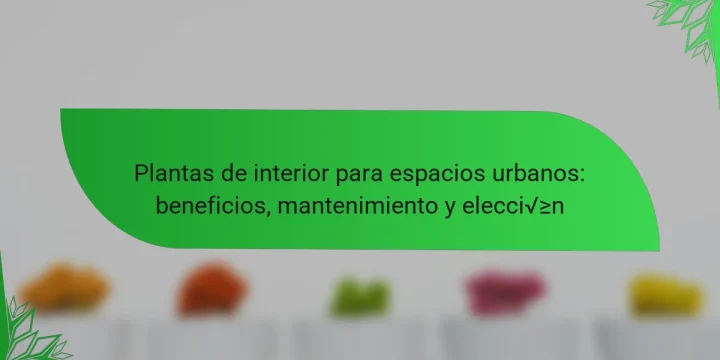 Plantas de interior para espacios urbanos: beneficios, mantenimiento y elección