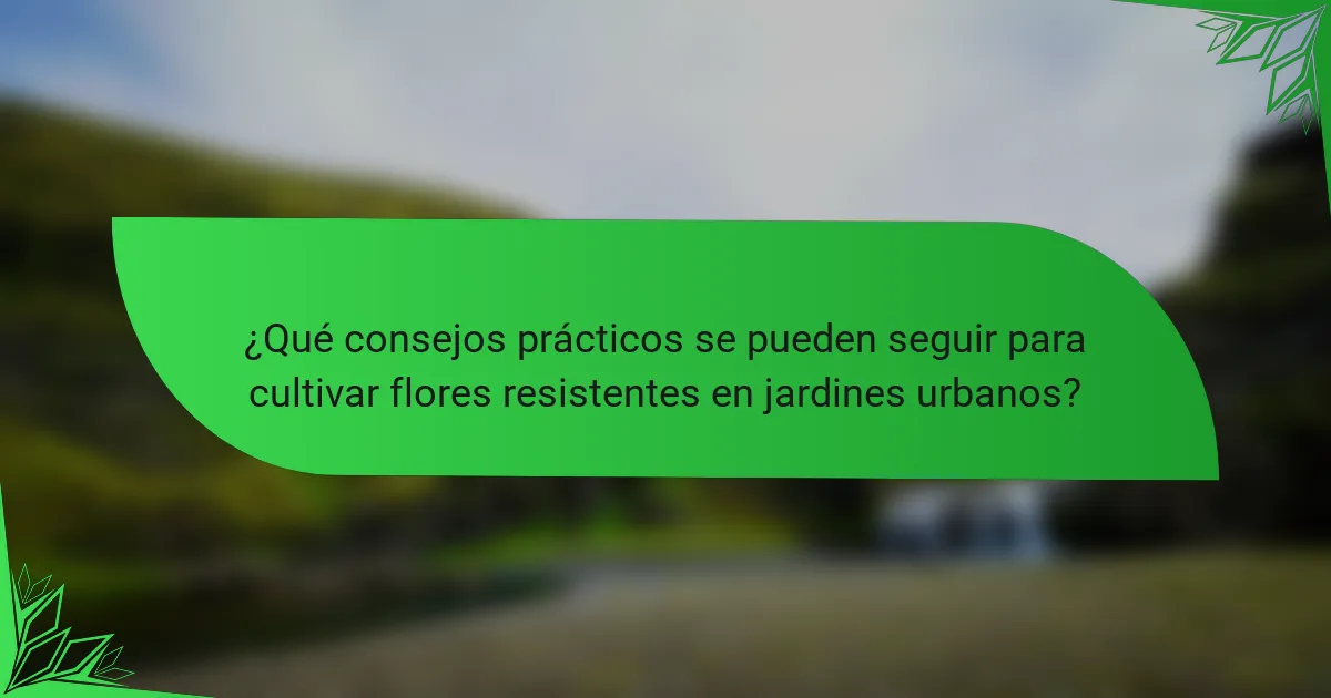 ¿Qué consejos prácticos se pueden seguir para cultivar flores resistentes en jardines urbanos?