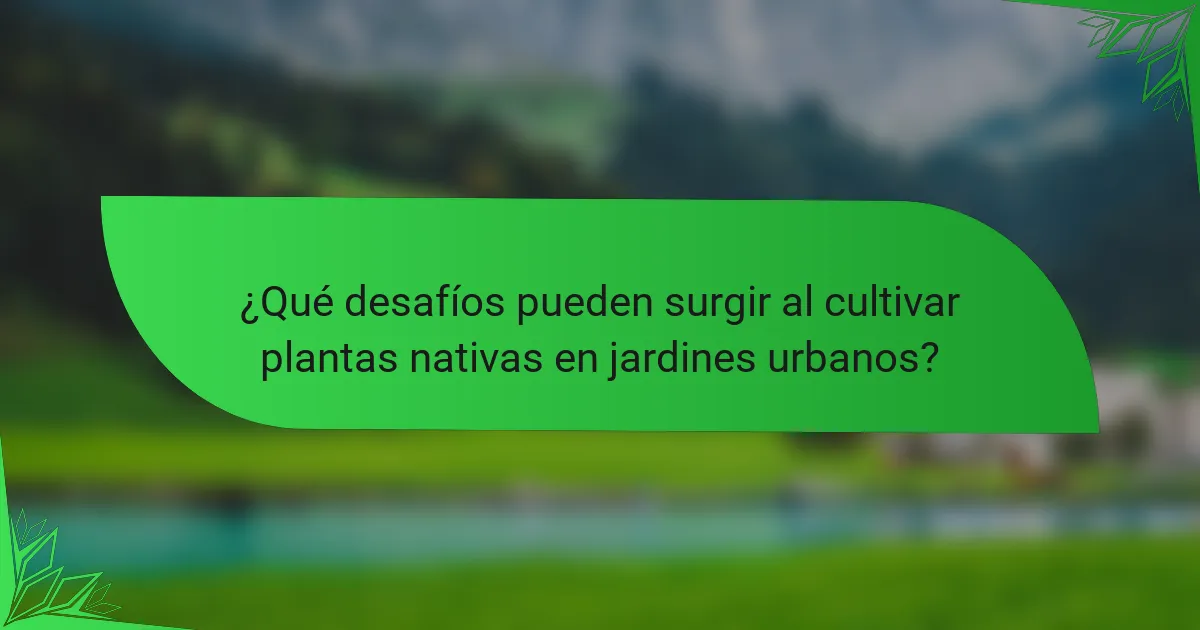 ¿Qué desafíos pueden surgir al cultivar plantas nativas en jardines urbanos?